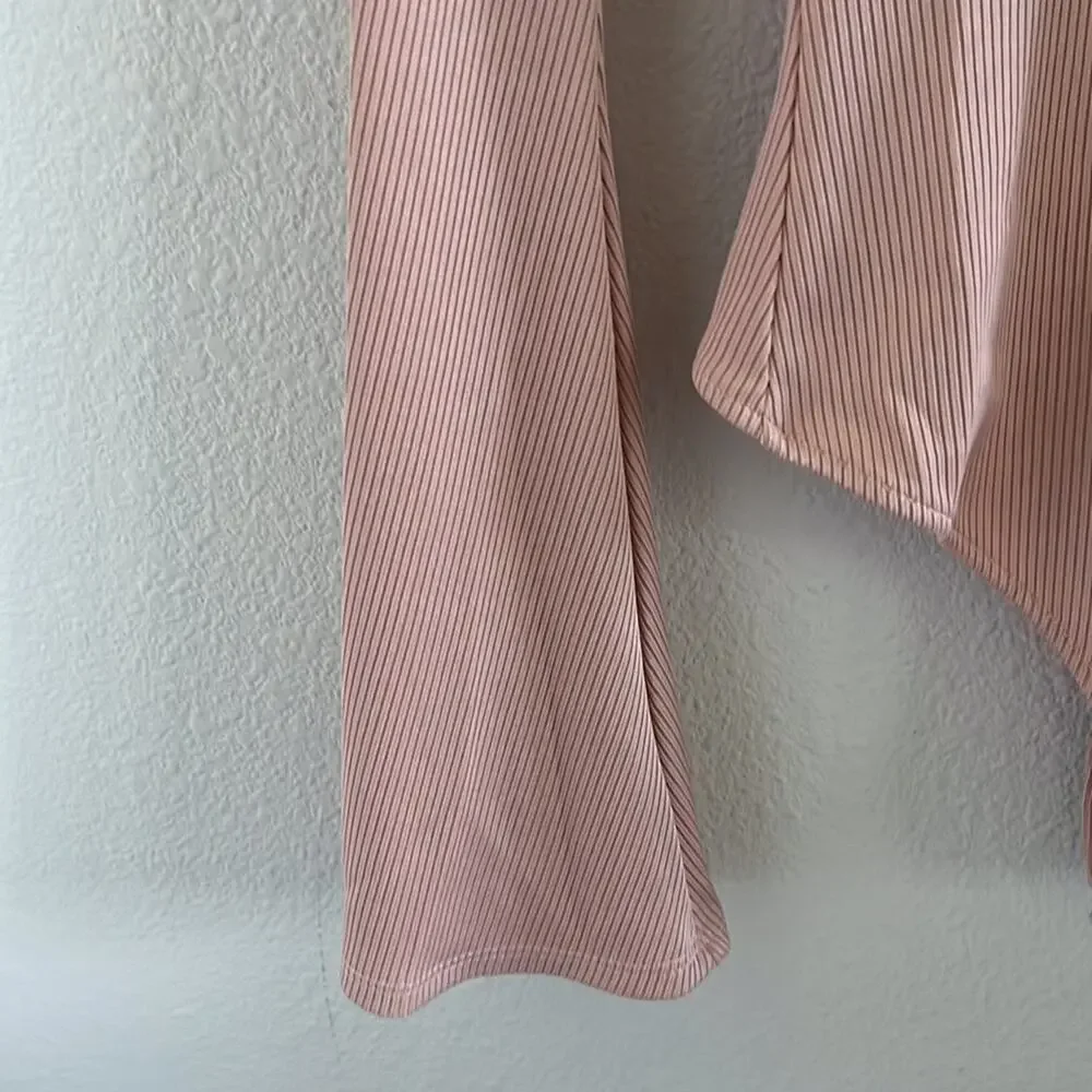 NWT Free People Intimately Charli Bodysuit Mini RIbbed Pink Statement Sleeve S